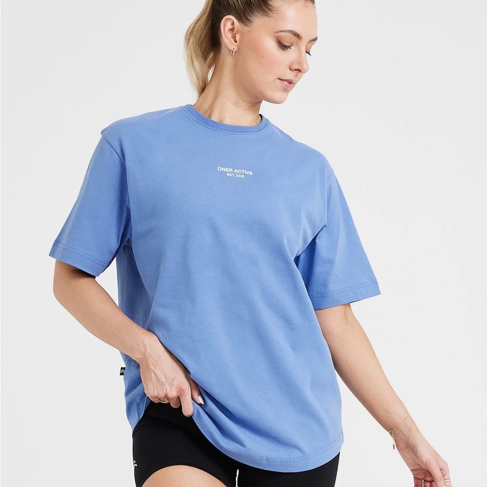 Oner Active Oversized Short Sleeve Tee size XS Washed Light Denim